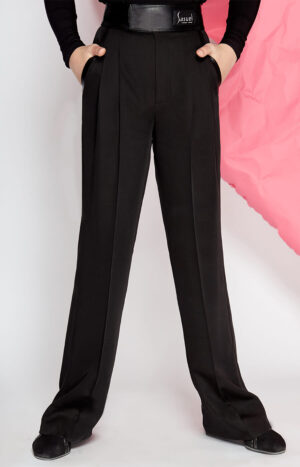 Junior Latin Trousers with Wide Leather Waistband and Pockets