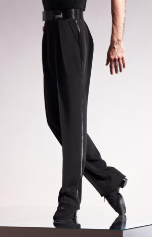 Men’s Slim-fit Latin Trousers with Satin Binding and Pockets