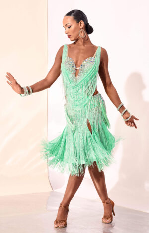 Latin Dress Spearmint Fringes
