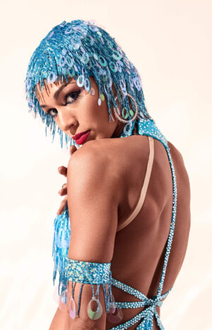 Beaded Turquoise Wig