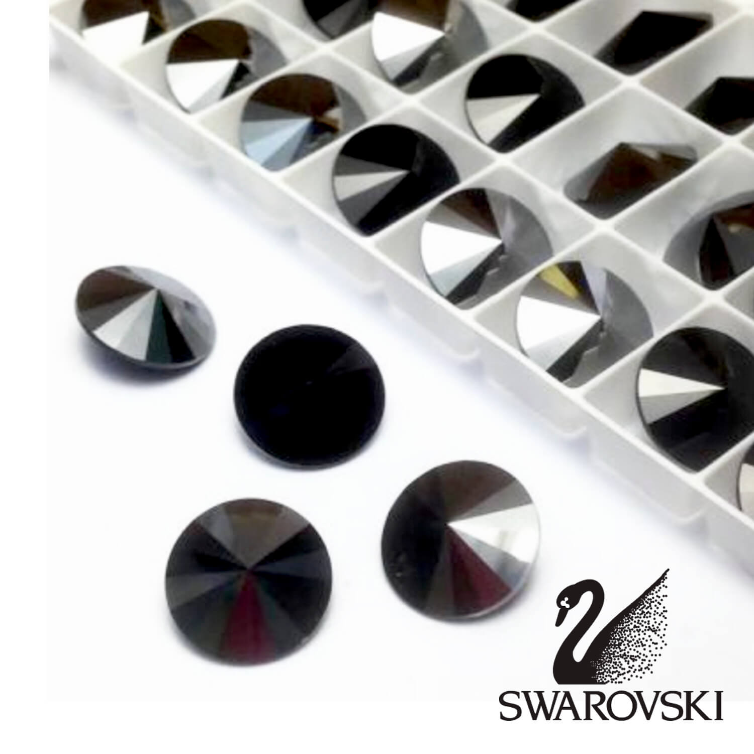 Swarovski Jet Hematite Button