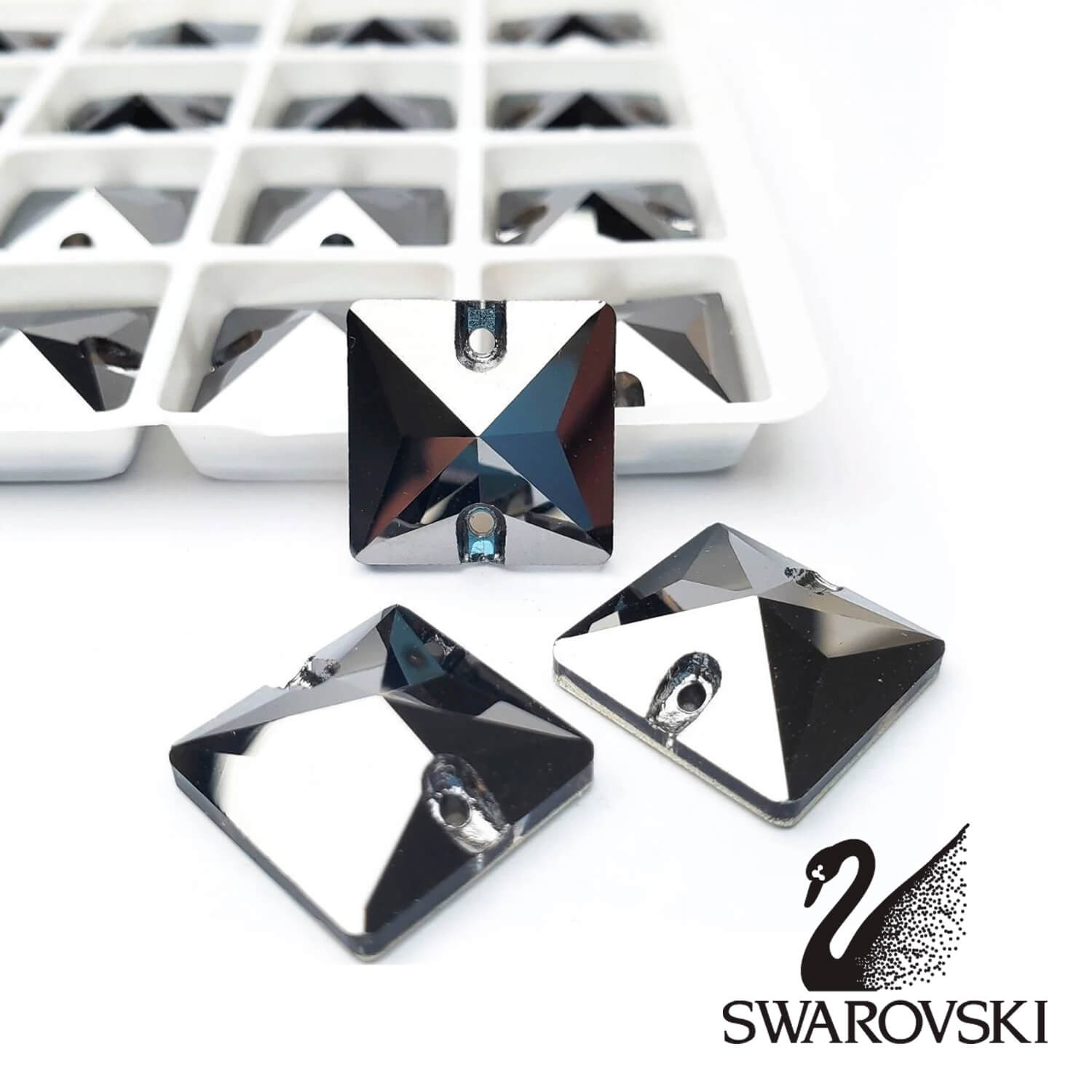 Swarovski Jet Hematite Square