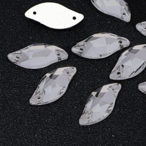 Pack of Crystal Silver Shade Leaf Sew-On (43 pcs.)