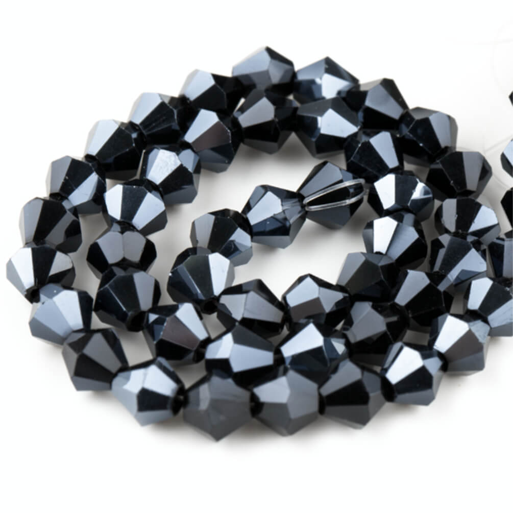 Jet Hematite Glass Beads