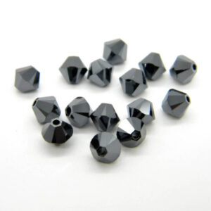 Jet Hematite Glass Beads
