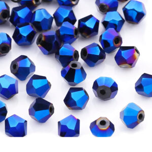 Metallic Blue Glass Beads - 4 mm (3x pack of 100 pcs.)