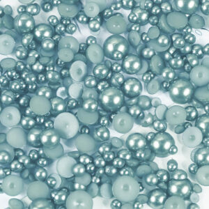 Pack of Satin Aquamarine Half Pearls (Mixed sizes)