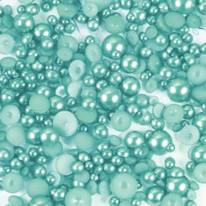 Pack of Satin Light Aquamarine Half Pearls (Mixed sizes)