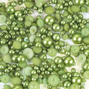 Pack of Satin Peridot Half Pearls (Mixed sizes)