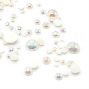 Pack of Shiny White AB Half Pearls