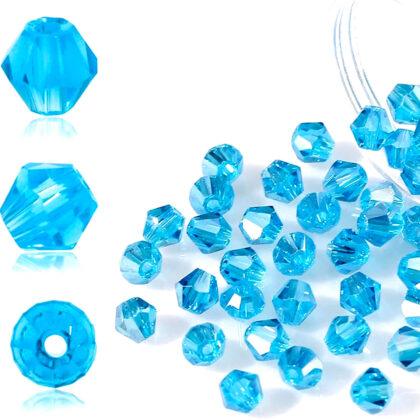Turquoise_glass bead bicone_1