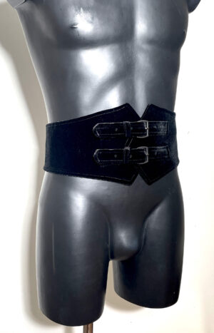 Wide Velvet belt with metallic buckles
