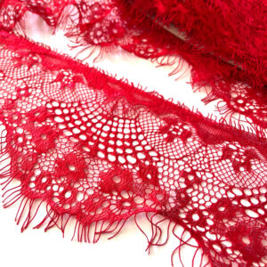 Eyelash Lace trim Red 10cm wide