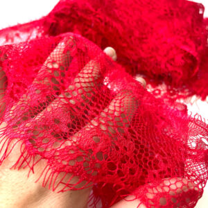 Eyelash Lace trim Red 10cm wide