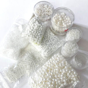 White Mix Glass Pearls - mixed sizes (approx. 450-500 pcs.)