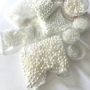 White Mix Glass Pearls - mixed sizes (approx. 450-500 pcs.)