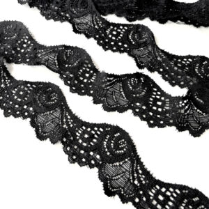 Spiral Stretch Lace Trim Black