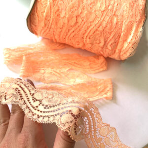 Stretch Lace Trim Coral Peach