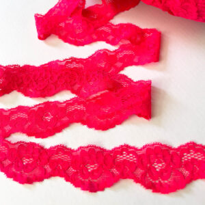 Stretch Lace Trim Fluorescent Red