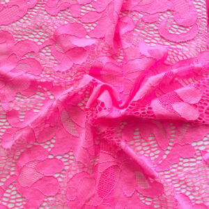 Candy Pink Geometric Stretch Lace Fabric