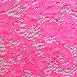 Candy Pink Geometric Stretch Lace Fabric
