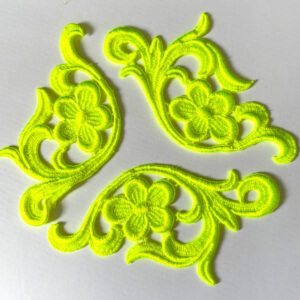 Guipure Camelia Lace Ribbon Motif in Fluo Yellow