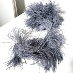 Ostrich Feather Fringe Hematite Grey